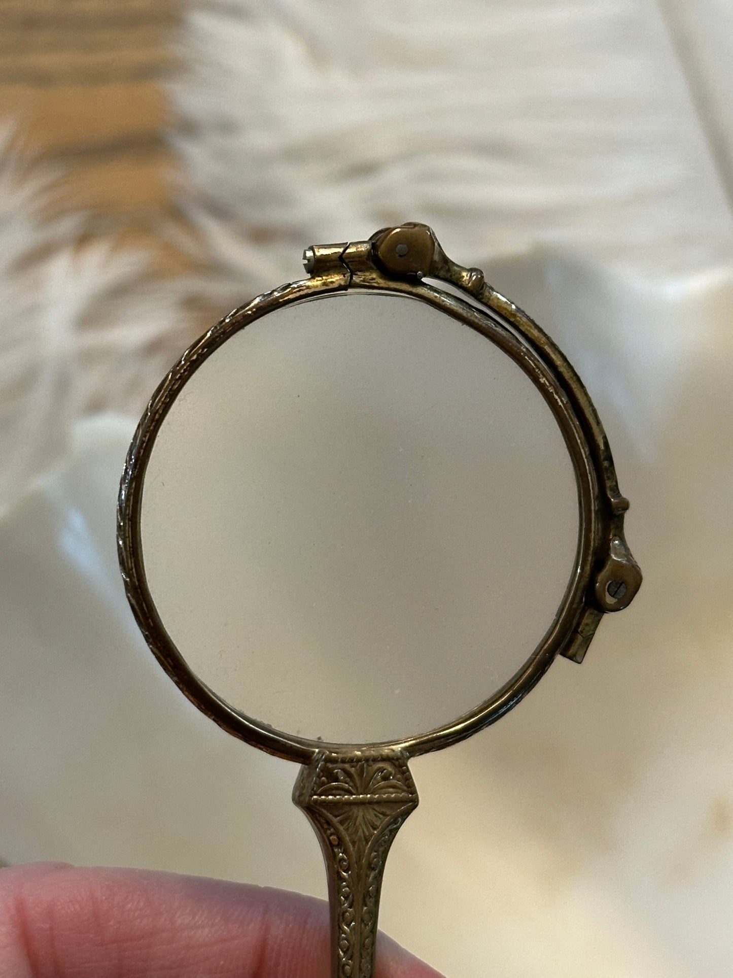 Antique French Lorgnette Glasses with Brass & MOP