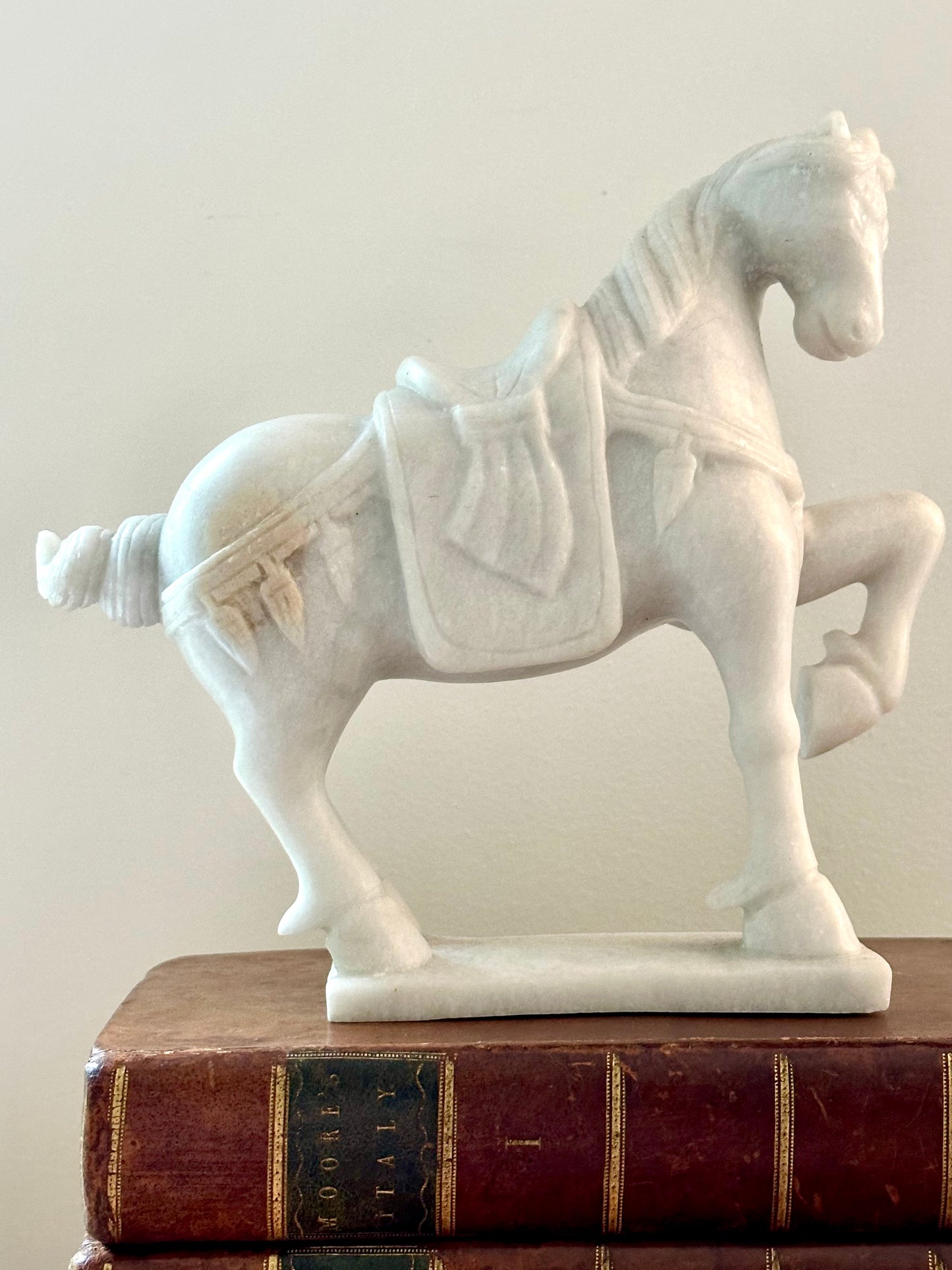 Solid White Marble War Horse