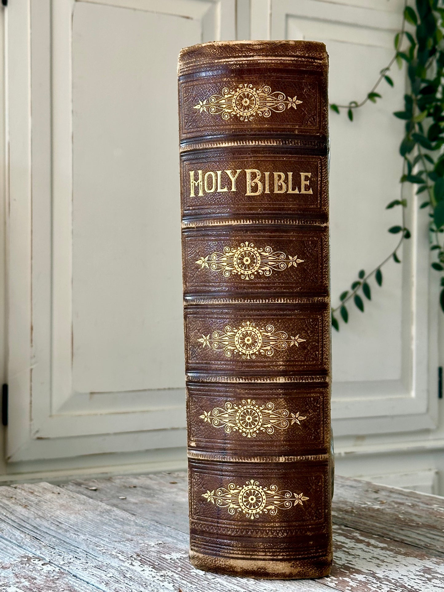 Huge Leather Holy Bible with Silver Latches (c. Mid 1800s)